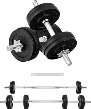 Yes4all adjustable dumbbells - 60 lbs + connectors f. barbell 60lb or 30lb dumbbell pair - black cast iron dumbbells