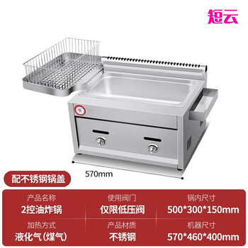 Duanyun commercial fryer multi-functional double-cylinder gas fryer gas stall fried skewers special pot fish and potato tower fried dough sticks machine single pot frying + oil return basin + fried dough sticks basket + 2 frying baskets