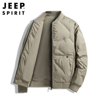 Jeep spirit jeep down jacket men's short winter baseball collar work jacket men's warm top men's khaki xl