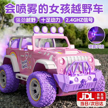 Qdrone for the good moments children's remote control car remote control car off-road vehicle racing boy toy girl birthday gift 3-6 years old 12 years old 27cm 90 minutes battery life + cool lights + spray