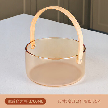 Genas portable ice bucket glass high-looking ins style household fruit wine beer bucket small ice fruit watermelon champagne bucket amber large size 2700ml