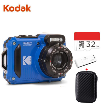 Kodakwpz2 three-proof digital camera (waterproof, shockproof and dustproof) 16.35 million high-definition industrial camera blue set (free 32g card + bag + card reader)