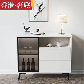 Luxury kitchen sideboard light luxury slate minimalist italian tea cabinet home living room wine cabinet wall-mounted multi-functional storage cabinet 1.0m light gray
