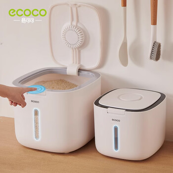 Ecoco rice bucket insect-proof rice storage box rice storage box moisture-proof rice cylinder flour storage tank storage box storage container can hold 20 catties large - nordic gray 1 piece 10l