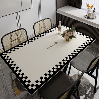 Lu lu french style light luxury high-end pvc tablecloth waterproof and oil-proof no-wash anti-scalding rectangular dining table mat coffee table mat high-end moli custom size contact customer service