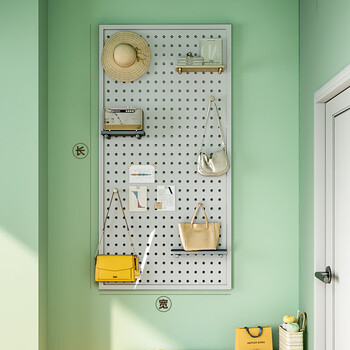 Round hole hole board storage rack multi-functional stainless steel storage custom hanging board wall hardware tool hook display rack white 40*100 thickened with frame free 20 pieces 10