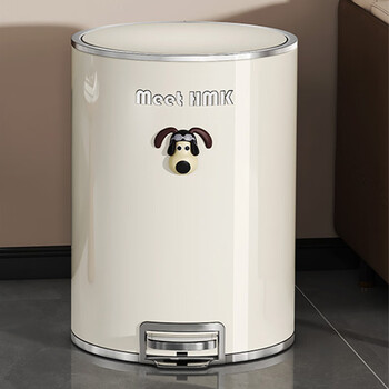 Jinxiubainian living room trash can household large size with lid for kitchen tall model no bending simple stainless steel foot-operated trash can foot-operated light luxury style silver edge 12l