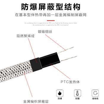 Electric heating electric heating tape heating tape self-controlled temperature tap water pipe anti-freeze heating wire 220v heater defrost myfs explosion-proof shielded type 10mm wide 100 meters silver shielded type