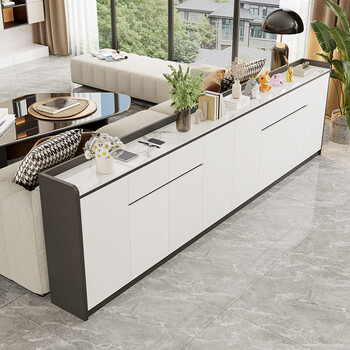 Sofa back cabinet, bar table, slate sideboard, ultra-thin, simple, modern, home cross hall, back partition cabinet, customized, length 3.2 meters*width 30*height 90 cm, slate countertop