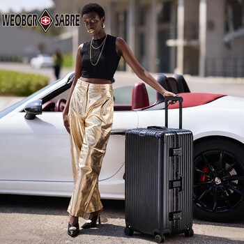 Weobgr saber swiss army knife luggage 36 large capacity 34 men's extra large aluminum frame strong 28 checked overseas travel trolley case obsidian black - swiss craftsmanship - upgraded aluminum frame model 36 inches larger and thicker - long-distance travel/going abroad/tourism/moving/going to college