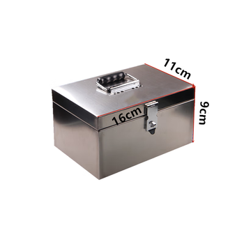 Stainless steel box with lock and thick seal box to store 304 piggy bank bills double lock money box tool box 16*11*9 single hanging