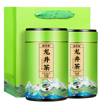 Quyuanxiang hangzhou green tea 2024 new tea rain first grade bean flavor strong flavor bulk canned gift boxed tea 250g