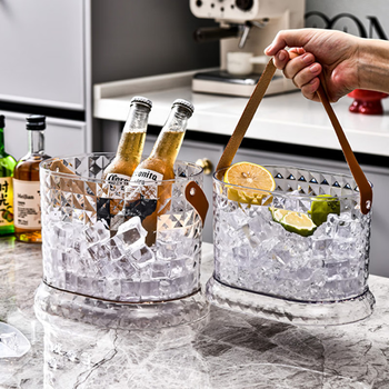 Yunxu ice bucket household coke beer ice wine bucket transparent picnic beverage bucket high-looking storage bucket internet celebrity ice bucket white pack of two