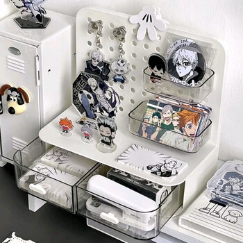 Fansheng yudong hole board desktop storage box student desk bar display shelf box hand account stationery drawer organizing box hole board desktop storage box white