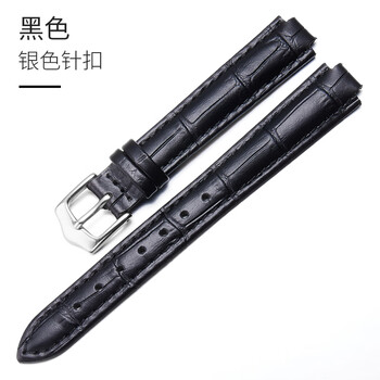 Dianhe genuine leather watch strap for men and women dkny cartier rossini gea citizen fuli protruding leather strap black-silver pin buckle 12mm