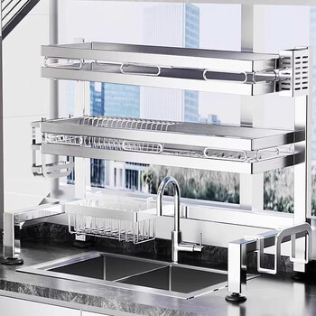 Nifeng stainless steel kitchen sink rack drain basket rack dish storage rack dish rack pool sink dishware and chopsticks cabinet selected stainless steel-55 long single-layer main rack