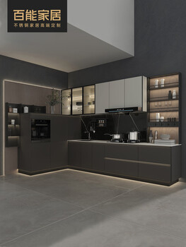 Ling yuxun baineng kitchen cabinets stainless steel cabinets customized one-line modern kitchen cabinets base cabinet 1 meter please contact customer service for details 1 meter