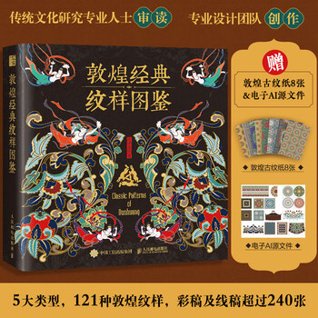Chinese classic pattern illustrated book 1 volume dunhuang classic pattern illustrated book free ancient paper + ai source file