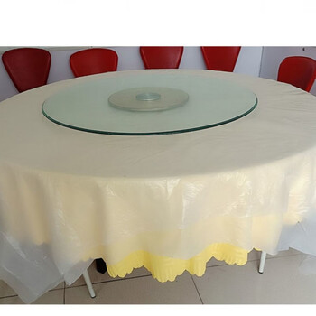 Vinoa disposable tablecloth plastic 10-100 round table thickened tablecloth banquet wedding oil-proof tablecloth white red white (regular style) 160*160 five packs of 50 sheets