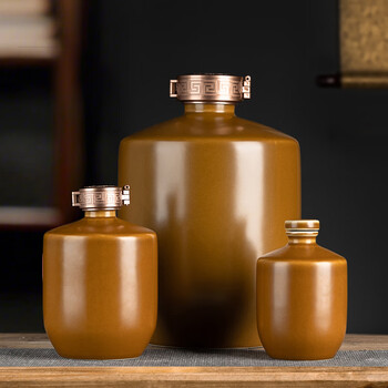 Baofuxiang jingdezhen ceramic wine bottle 1kg/5kg household sealed small wine jar empty wine bottle cellar wine jug wine storage tank yellow glaze bottle 5kg-polymer cover