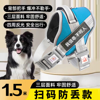 Fengshang dog leash vest-style harness golden retriever labrador dog walking rope large medium small dog leash scan the code to prevent loss m size