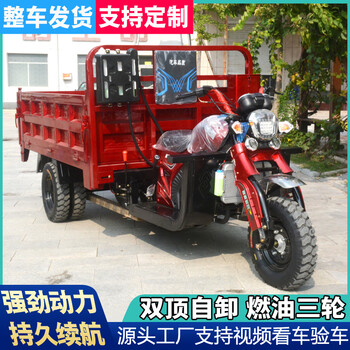 Zongshen power three-wheel motorcycle gasoline cargo five-wheel double-top dump agricultural fuel water-cooled load king household three-wheel non-dump 110 air-cooled engine 1.1*1.6 compartment