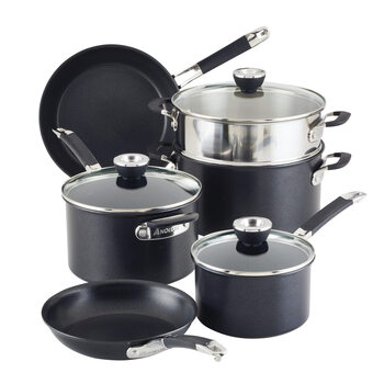 Anolon 9-piece nonstick stackable kitchen cookware multi-function cooking set