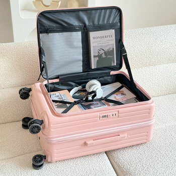 Woodpecker side opening luggage women's 2024 new expandable multifunctional trolley case 20-inch suitcase boarding suitcase for men sakura pink side opening + expansion 30 + brake wheel 26 inch sf express + double-layer explosion-proof zipper + cup holder