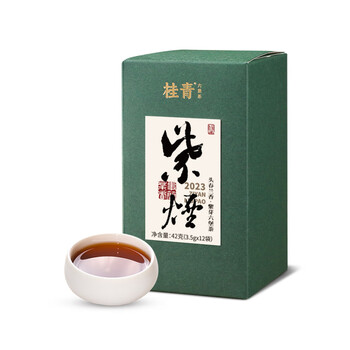 Little senior sister reviews tea 2023 purple smoke liubao tea purple bud spring tea wuzhou black tea guiqing guangxi black tea 42g (3.5g*12)