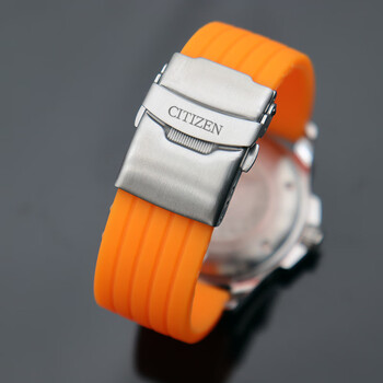 Silicone strap suitable for citizen eco-drive blue angel series air eagle orange waterproof men's bracelet 23mm orange-silver safety buckle 22mm