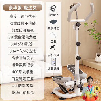 Wankai stepper household silent small mini pedal elliptical machine climbing climbing walking fitness equipment weight loss artifact deluxe version + floor mat + mobile phone holder + drawstring