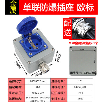 Industrial explosion-proof socket 220v380v16a wall five-hole 10a multi-functional waterproof surface-mounted plug-in row single explosion-proof socket european standard 16a