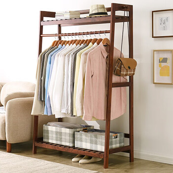 Jiayi coat rack solid wood clothes rack floor-standing bedroom clothes rack simple modern multi-functional storage clothes rack