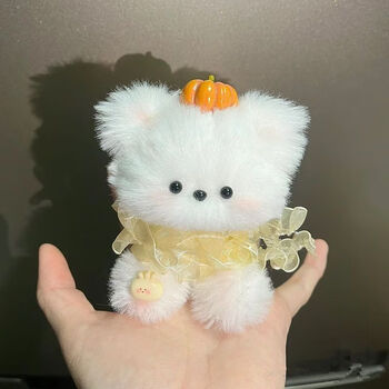 Oein rabbit fur twister puppy handmade diy material pack homemade finished plush doll for girlfriend’s birthday gift rabbit fur puppy--style 10 (material pack)