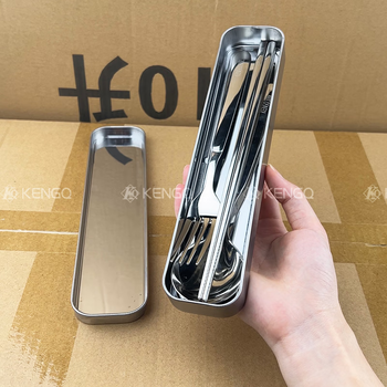 Sonorous 316 stainless steel chopsticks and spoon set portable tableware for one person, storage box for children, primary school students, office workers, chopsticks + spoons and forks + storage box + bag