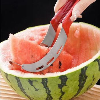 Oemg stainless steel watermelon cutting artifact multi-functional household melon splitter fruit spoon digging ball large seed remover anti-slip watermelon cutter 1