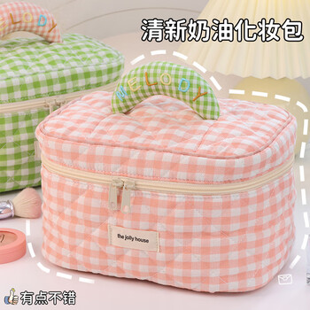 Cambodia-chongqing cosmetic bag storage bag pink cute large capacity birthday gift women's portable cosmetic travel bag handbag cosmetic storage bag rose pink + large capacity