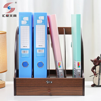 Desktop solid wood rack office wooden storage box vertical bookstand frame hx-2005 five-column rack