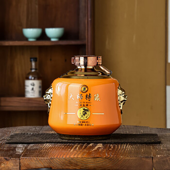 5kg special brewed ceramic empty wine bottle, high-end flask, wine jar, wine jar, household sealed atmospheric gift box, empty wine bottle, 5kg special brewed orange