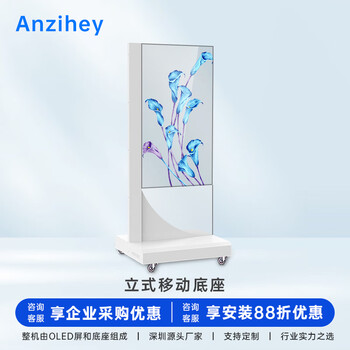 Anzihey 55-inch transparent oled touch display ultra-thin oled self-illuminating transparent tv commercial customizable touch lift all-in-one vertical mobile base