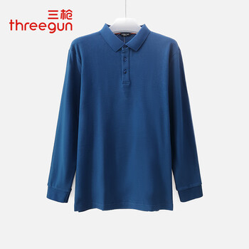 Three-gun long-sleeved men's spring and autumn lapel polo shirt solid color business casual bottoming shirt, dark green 2xl