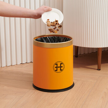Feida sanhe trash can for living room, bedroom, light luxury style, large capacity, kitchen and bathroom, large lidless, high-looking office wastebasket, aima orange 12l