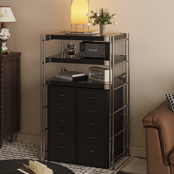 Zhifu log ins-style japanese-style storage rack home floor-standing multi-layer storage shelf with drawer cabinet under the empty high tripod three-layer length 60 width 41 height 90cm optional colors