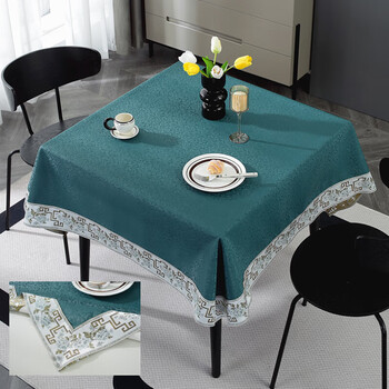 Ge'an tablecloth square eight immortals tablecloth square table chinese style waterproof table mat mahjong machine mahjong table cover new chinese style dark green evergreen lace style 180*180cm tablecloth 1.4*1.4 meter square table use