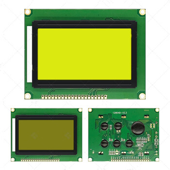 Ouhuayuan 12864b blue screen lcd screen 5v chinese font serial and parallel port st7920 compatible aip31020 controller gray screen black text v2.3 version 5v