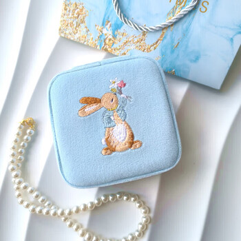 Fan ye’s little rabbit jewelry storage box, ring earrings, necklace, embroidered earrings, anti-oxidation accessories box, portable new year gift