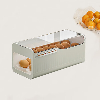 Yunmian push-type automatic rolling egg box home refrigerator egg storage box double-layer large-capacity egg tray crisper push-type elegant white one egg at a time / automatic