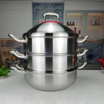 Chockmen zhuo deming 18/10 stainless steel multi-layer large steamer double-layer steamer high arched steel cover 30-32cm 32cm