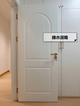 Customized foshan factory direct sales american wooden door light american bedroom door french cream white painted door oak grilled oak deep carving