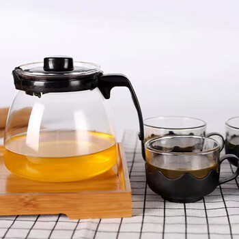 Durable tea set for home use 1 teapot + 2 cups (black) black 500ml